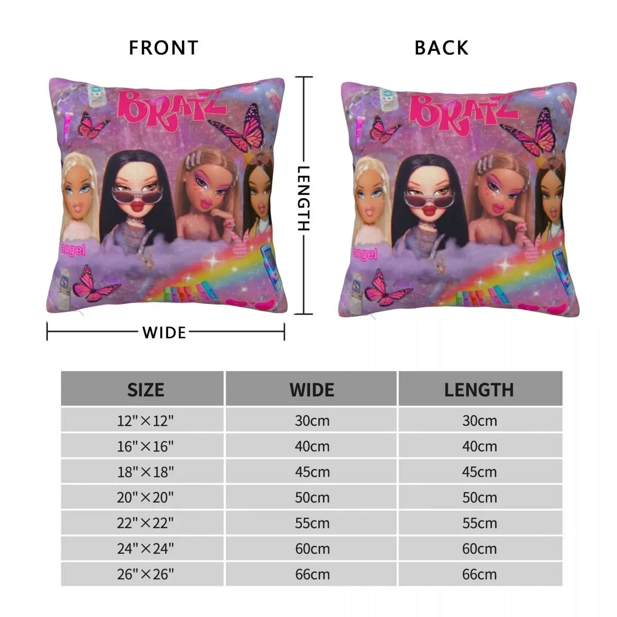 Y2K Bratz Collage Pillowcase Polyester Linen Velvet Pattern Zip Decorative Pillow Case Home Cushion Cover