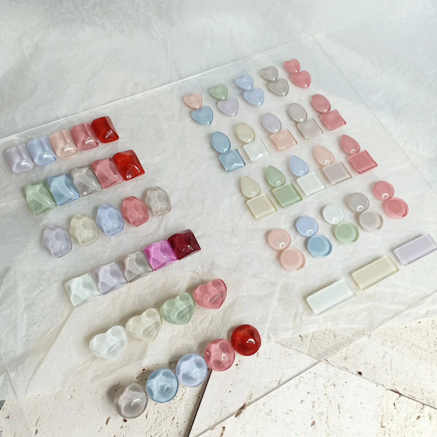 50PCS Transparent Glas Nail art Display Tipps Herz Liebe für Zeigt Gel Polnisch Design Maniküre Werkzeuge Nagel Farbe Bord Tipps karte