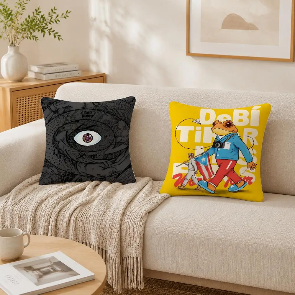 Cushion Cover Plush Decorative Pillow Case With Hidden Zipper Cutecore Room Decor For Home Singer B-Bad B-Bunny Album