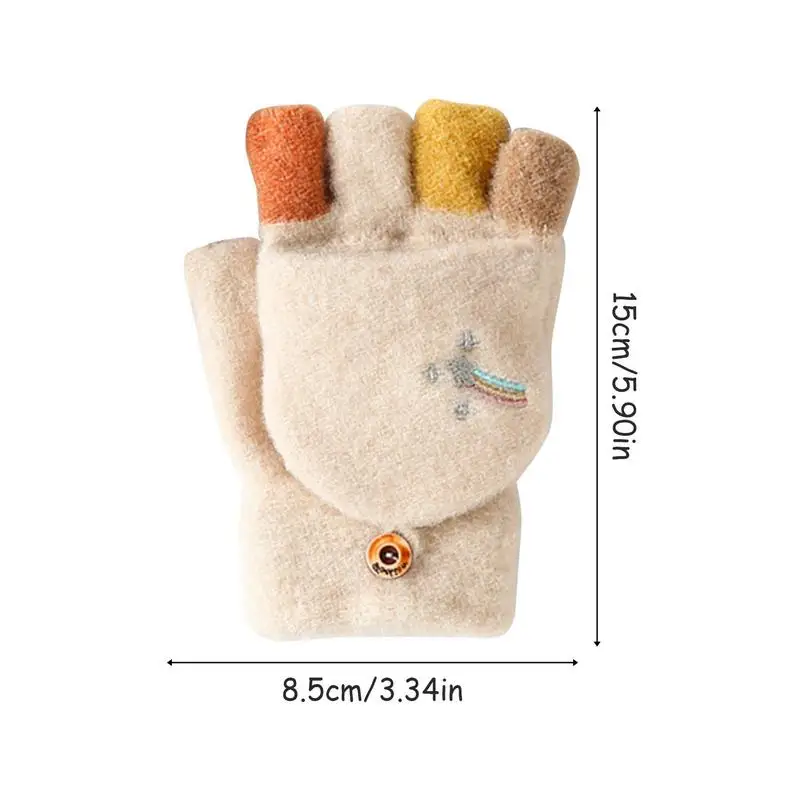 Knit Kids Fingerless Gloves Girls Winter Hand Wrist Warmer Flip Cover Children\'s Gloves Clamshell Gloves For Kids 2-15 Years