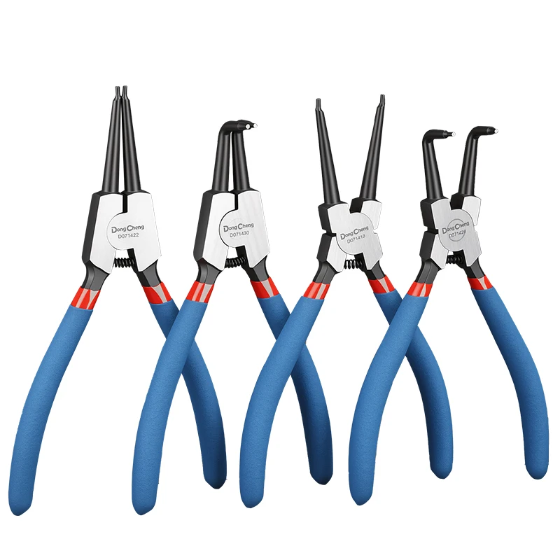 7" Duitse stijl borgringtangset 4-delig, binnen- en buitenzijdig, recht en gebogen, CRV gesmeed, 12-65mm, antislip tips