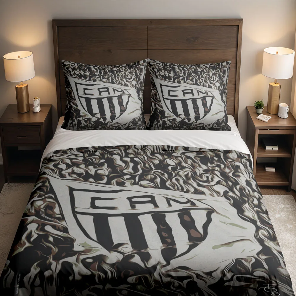 Juego de funda nórdica Atlético Mineiro fanart, tamaño King, Queen, doble, individual, funda nórdica, funda de almohada, juego de ropa de cama