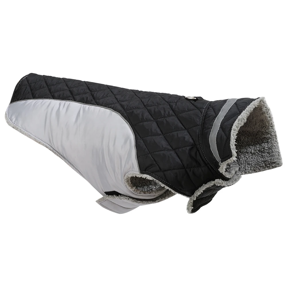Winterwarme große Hundekleidung, reflektierende Haustierweste, dicke, mit Fleece gefütterte Jacke, Oberbekleidung für mittelgroße und große Hunde, Labrador, Mops. – Detail 6