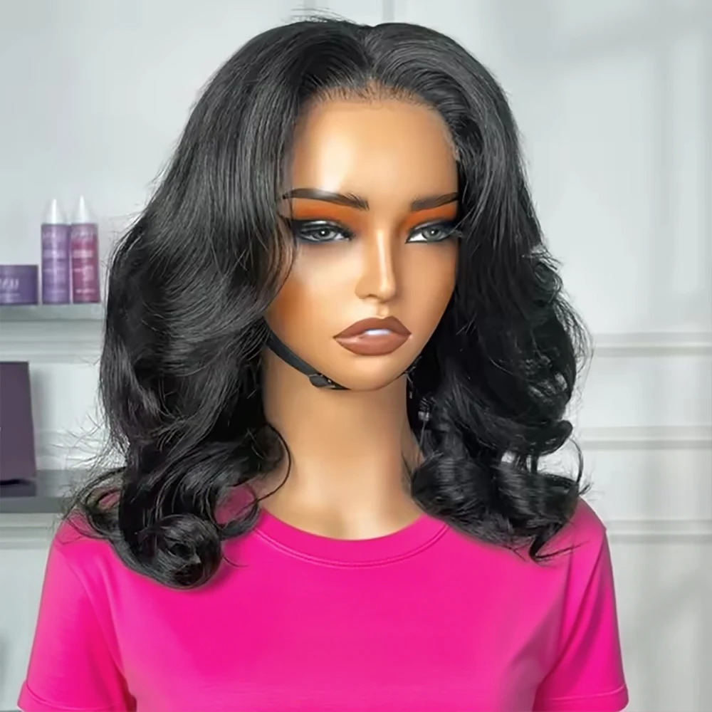 

Парик с фронтальной шнуровкой 13x6 без клея, 100% натуральные человеческие волосы, короткий парик-боб, волнистый, парик с фронтальной шнуровкой 13x4 HD, бразильские натуральные волосы, натуральный черный цвет