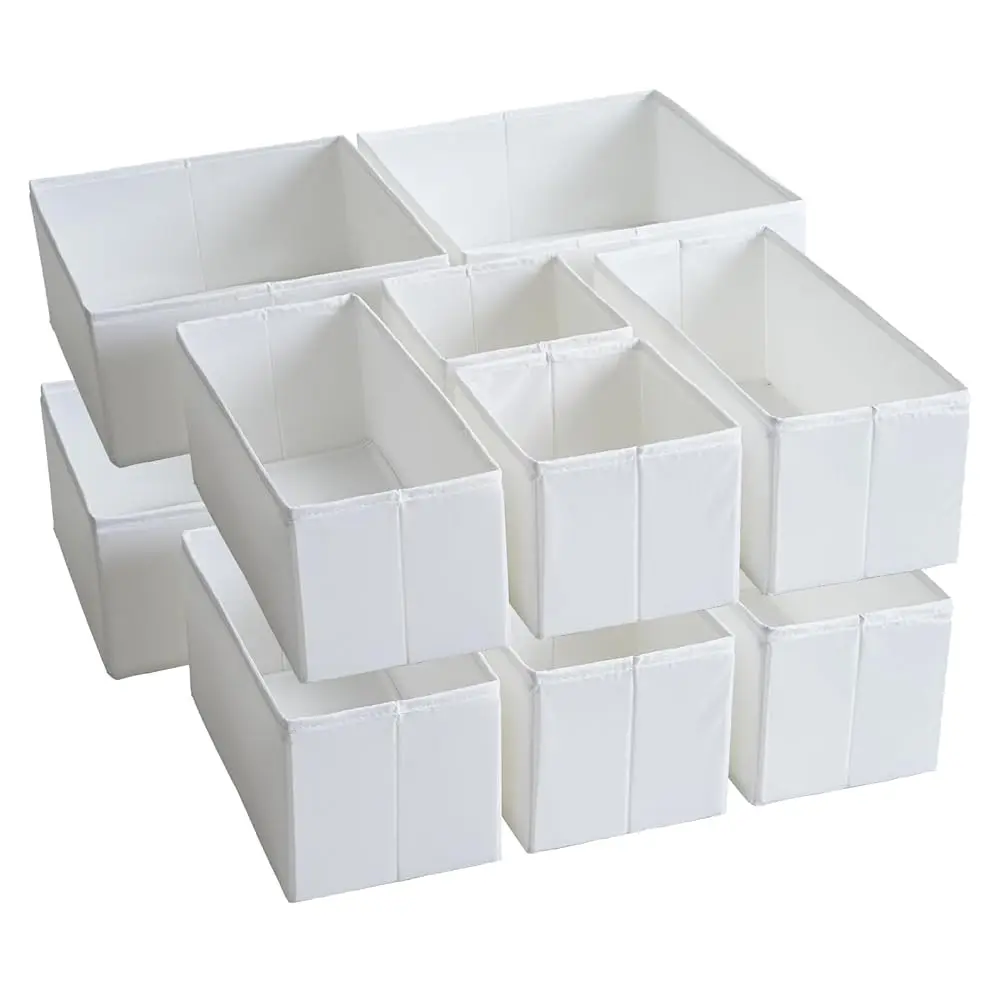 

Органайзеры для ящиков, прочная ткань, моющиеся, с опорными досками, небольшие коробки для хранения для ванной, гардероба, комода, тумбы.