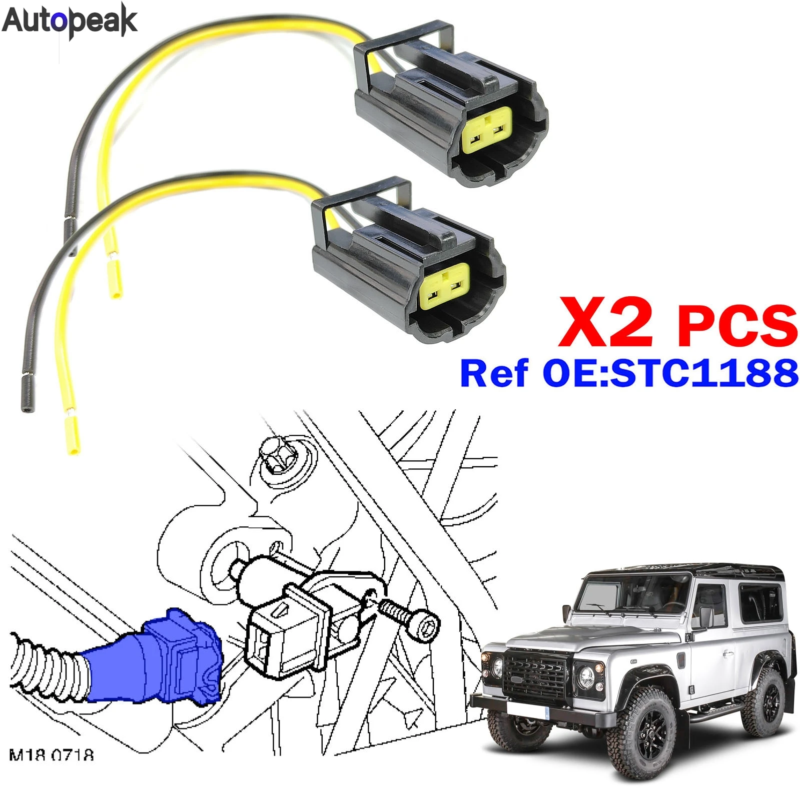 

Pair Plug For Land Range Rover Discovery 2 Defender TD5 2Pin Crank Angle Position Crankshaft Sensor Connector Repair Kit STC1188