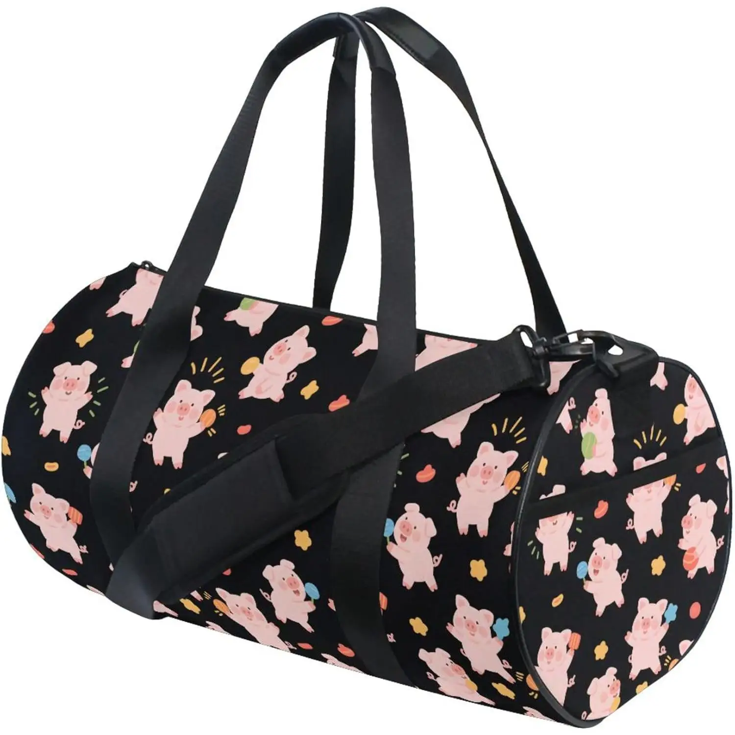 Sports Duffel Bags Cute Pig Play Athletic Gym Bag Overnight Workout Travel Tote Luggage for Men Women Yoga
