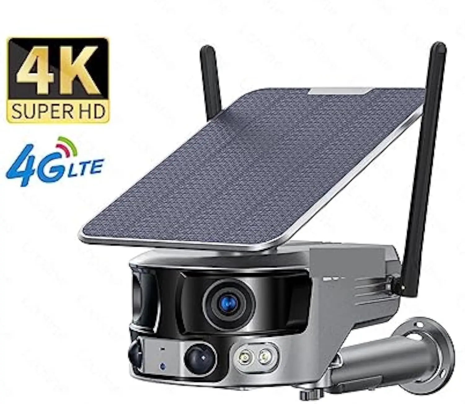 

июля003 4K 4MP X 2 Двойной объектив Солнечная батарея LTE Камера Полноцветная Высокая чувствительность IP66 Сеть мониторинга на большие расстояния 4G H.265