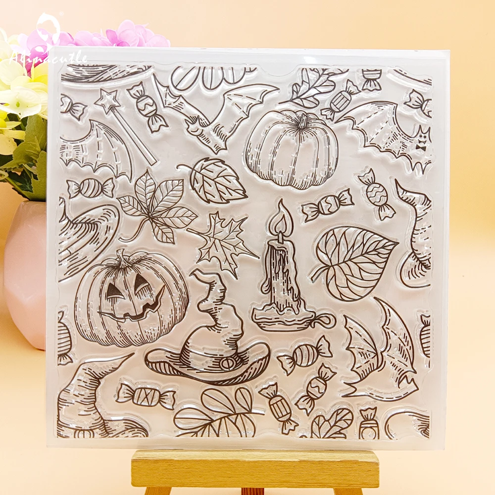 Alinacutle Clear Stempels Happy Halloween Pompoen Scrapbooking Kaart Album Papier Ambachtelijke Rubber Transparante Siliconen Doorzichtige Stempel
