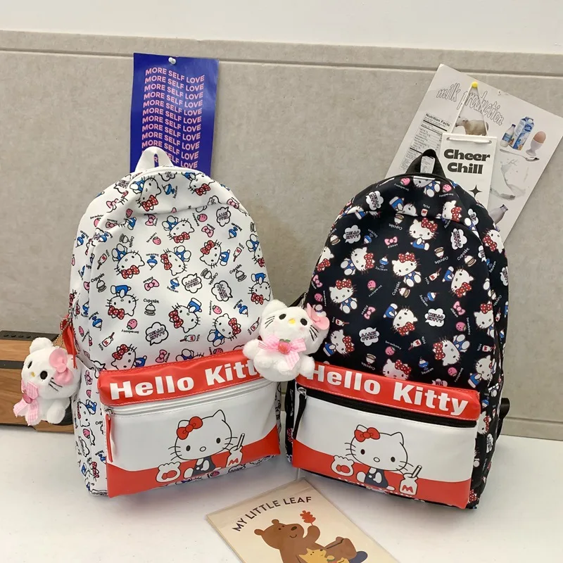 

New Hello Kitty Y2K Backpack Sanrio Kawaii Anime Print Shoulder Bag Girl Heart Cartoon Cute Schoolbag Tide Gift for Kids