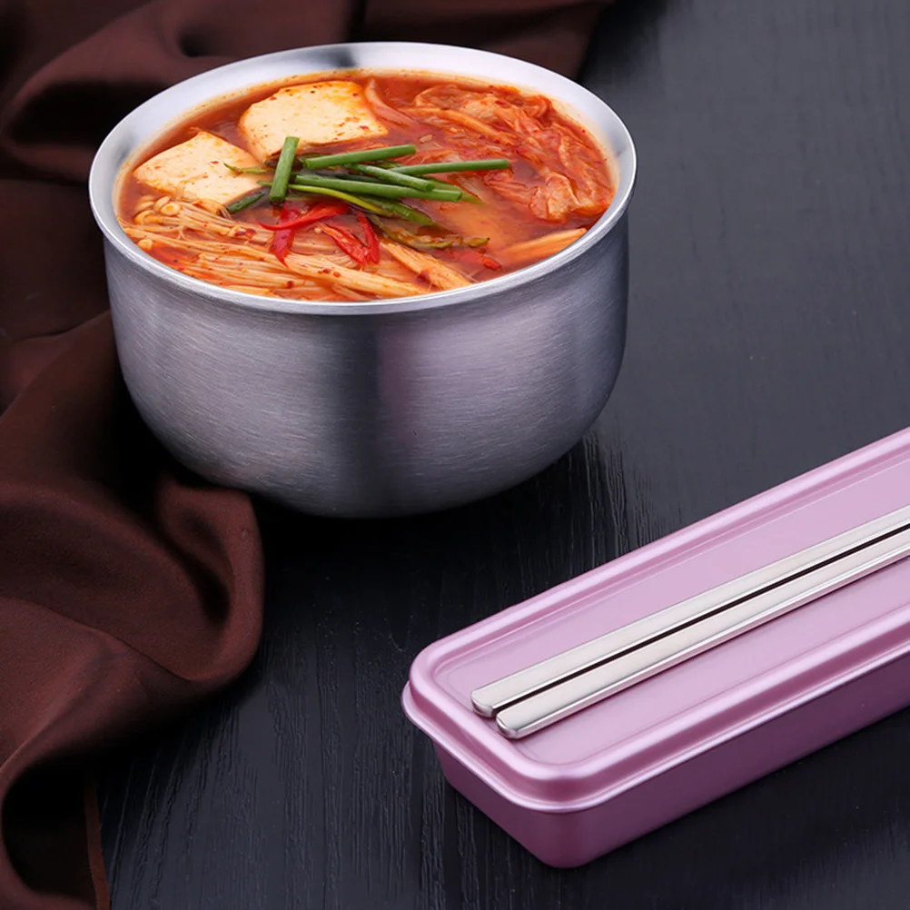 

304 Stainless Steel Double Wall Insulated Bowl 12.5cm Heat Resistant Serving Soup Rice Noodles Ice Cream Snack Metal Kitchen