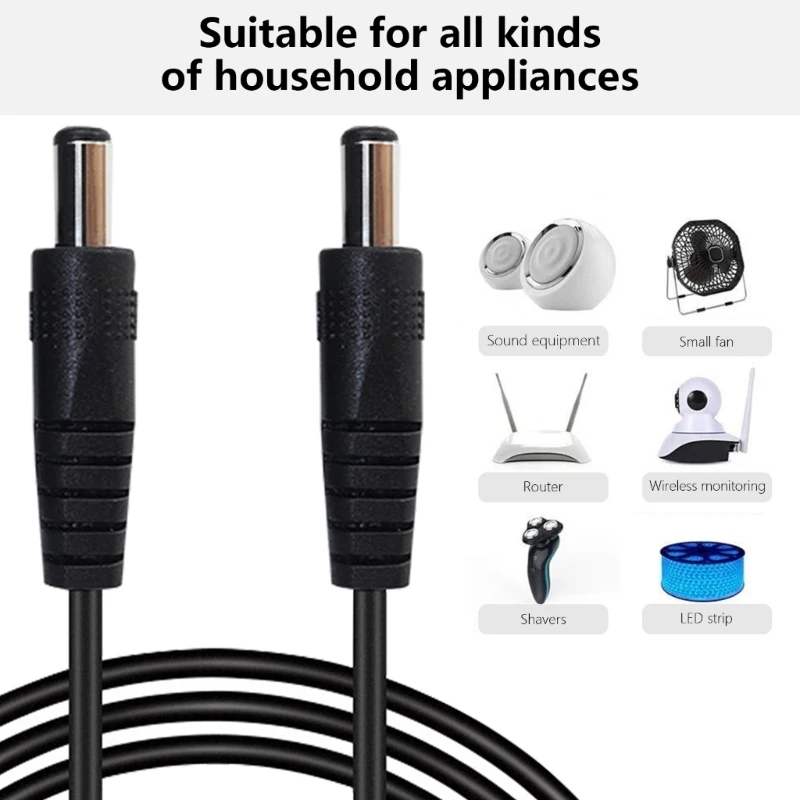 DC5.5x2.1mm/DC5.5x2.5mm Male to Male Adapter Cable Double Male End Power Cord Direct Current Round Hole Extension Cable