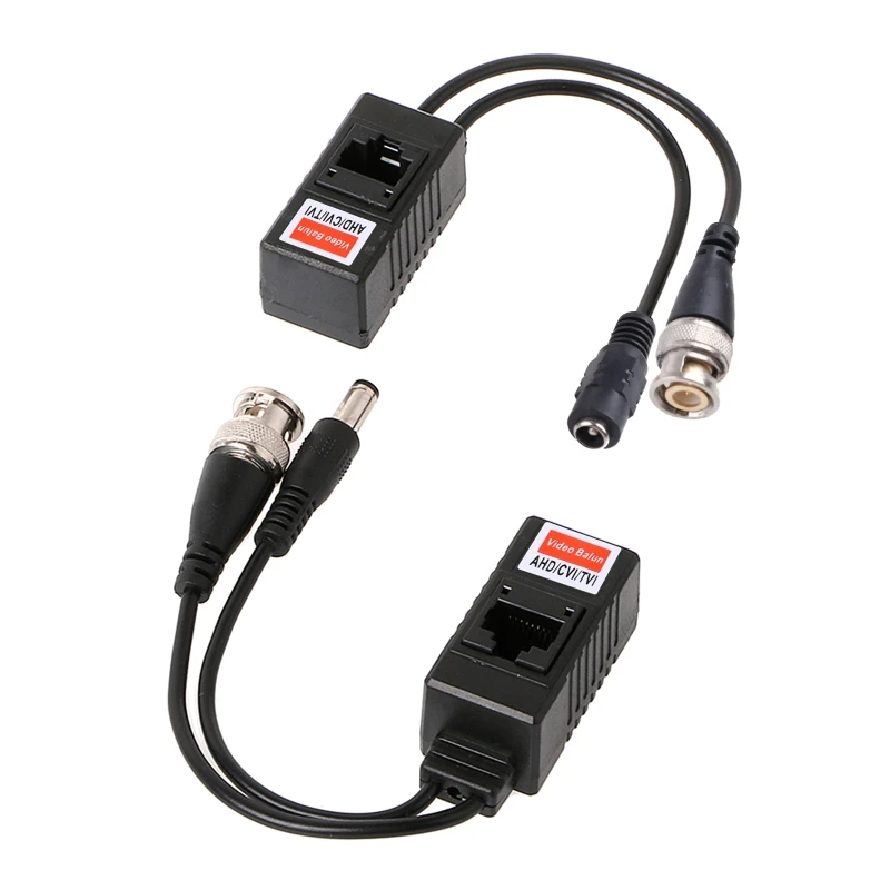 

1 Pair BNC To RJ45 Passive Video Power + Audio Balun Transceiver For CCTV Camera hyq