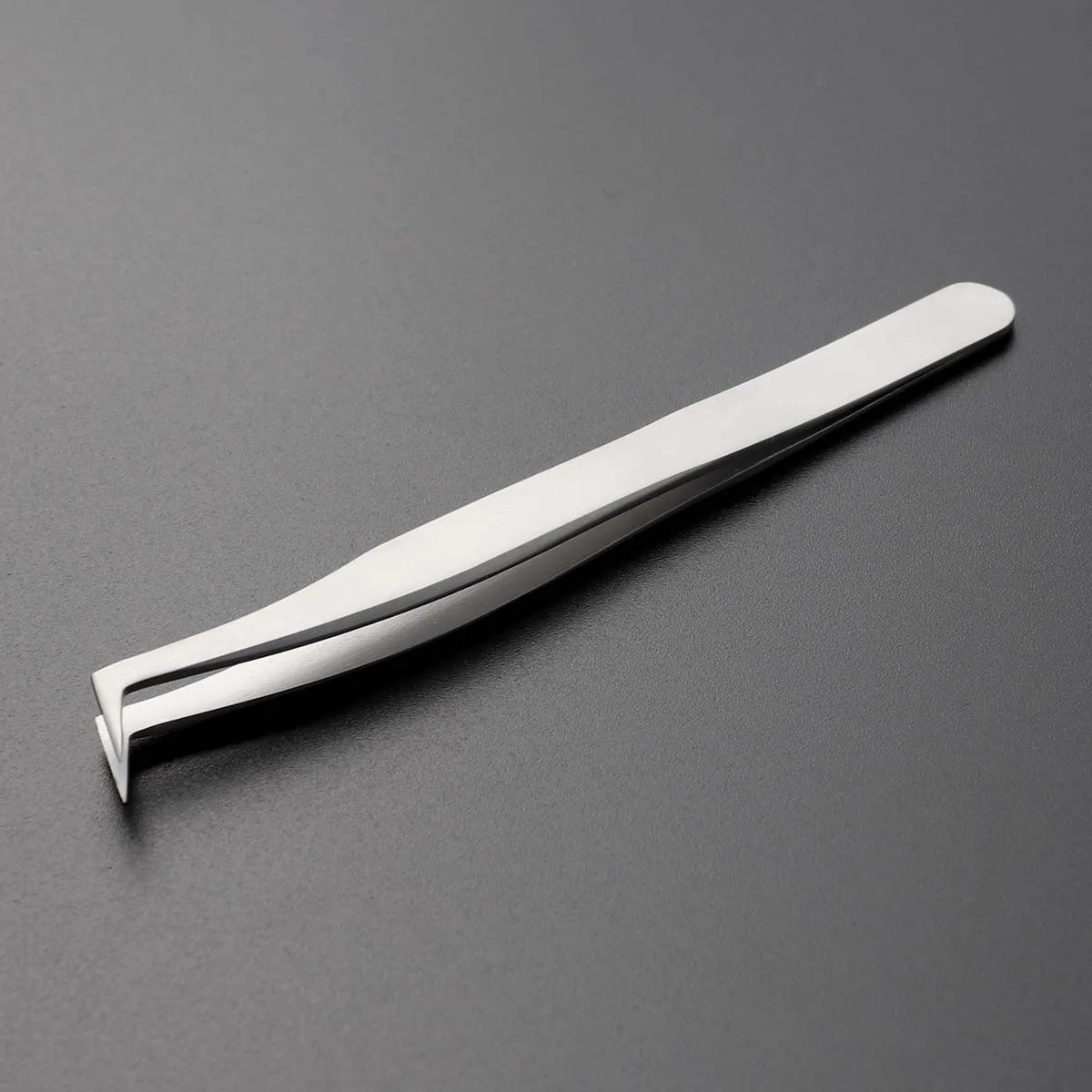 Eyelash Tweezers Stainless Steel Precision Grafting Tool For False Lashes Fine Tip 7-Shaped Clip Lightweight Dull Polish