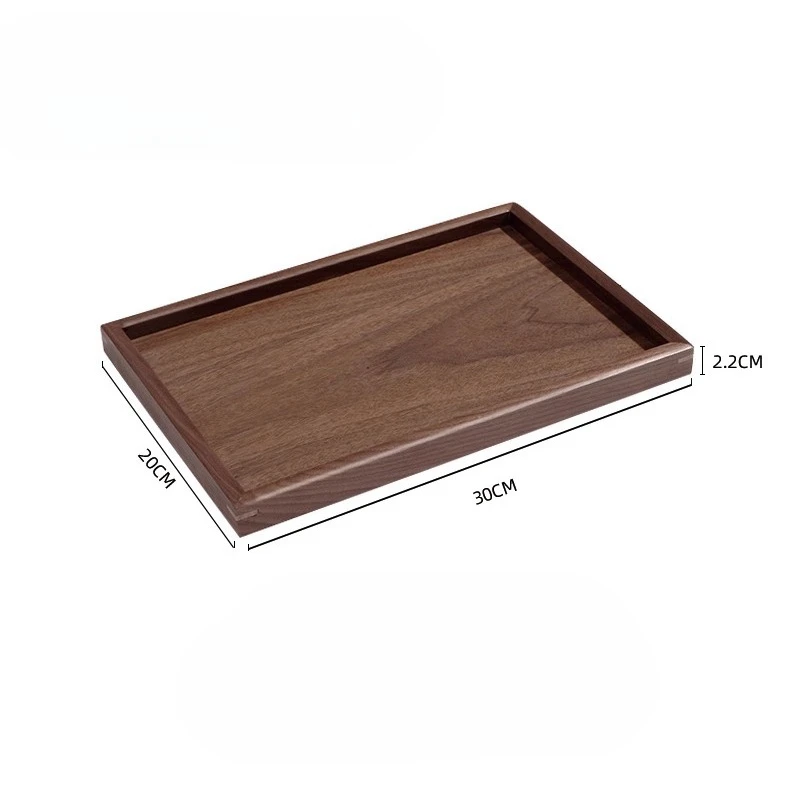 Plateau rectangulaire en bois de noyer noir, assiette à dîner de Style japonais, plat à Dessert et à fruits, assiette à pain pour petit déjeuner à la maison, plateau en bois massif