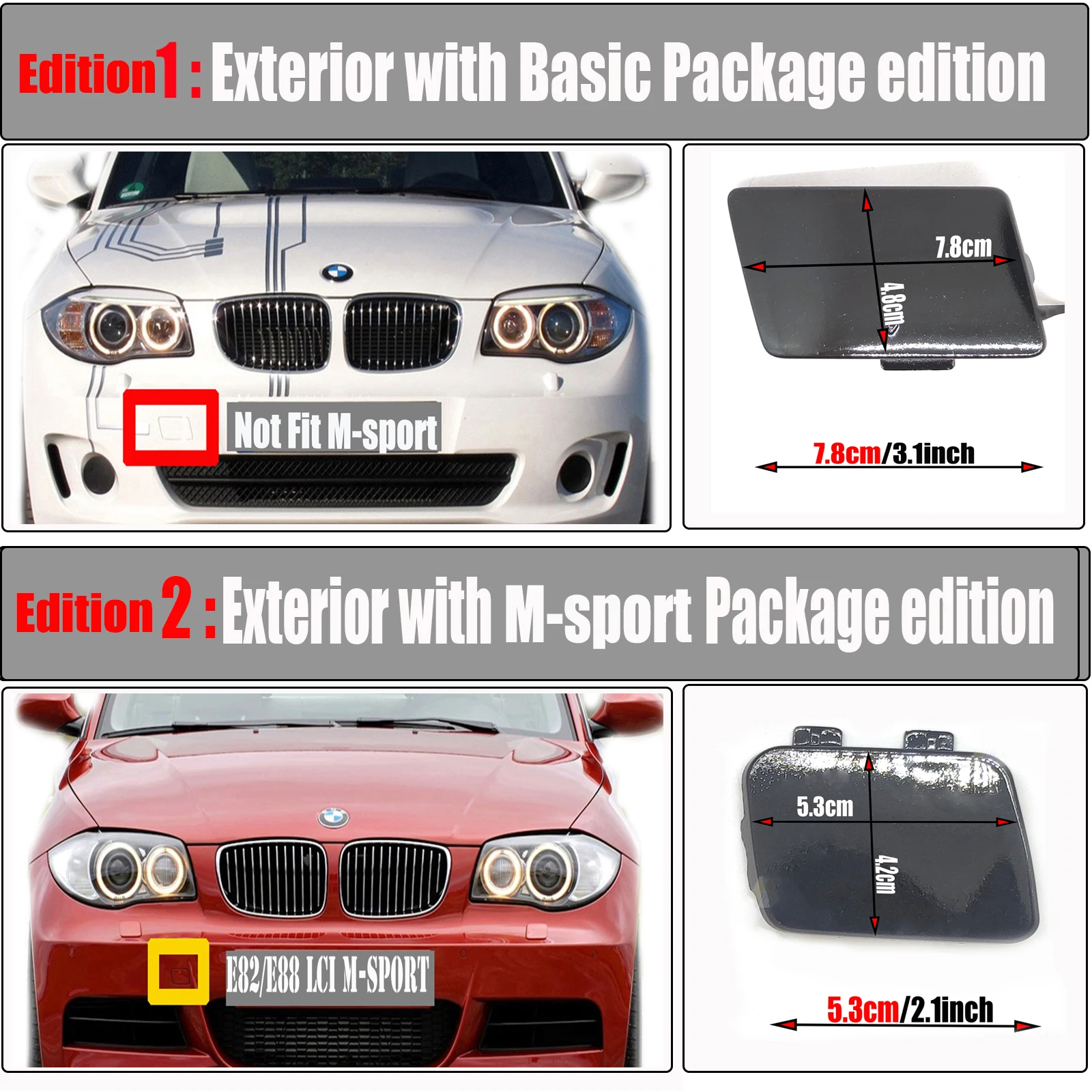 Fit 11-15 BMW1 E82 LCI Coupe E88 LCI Convertible  Active E Concept Front Tow Cover 51117313026