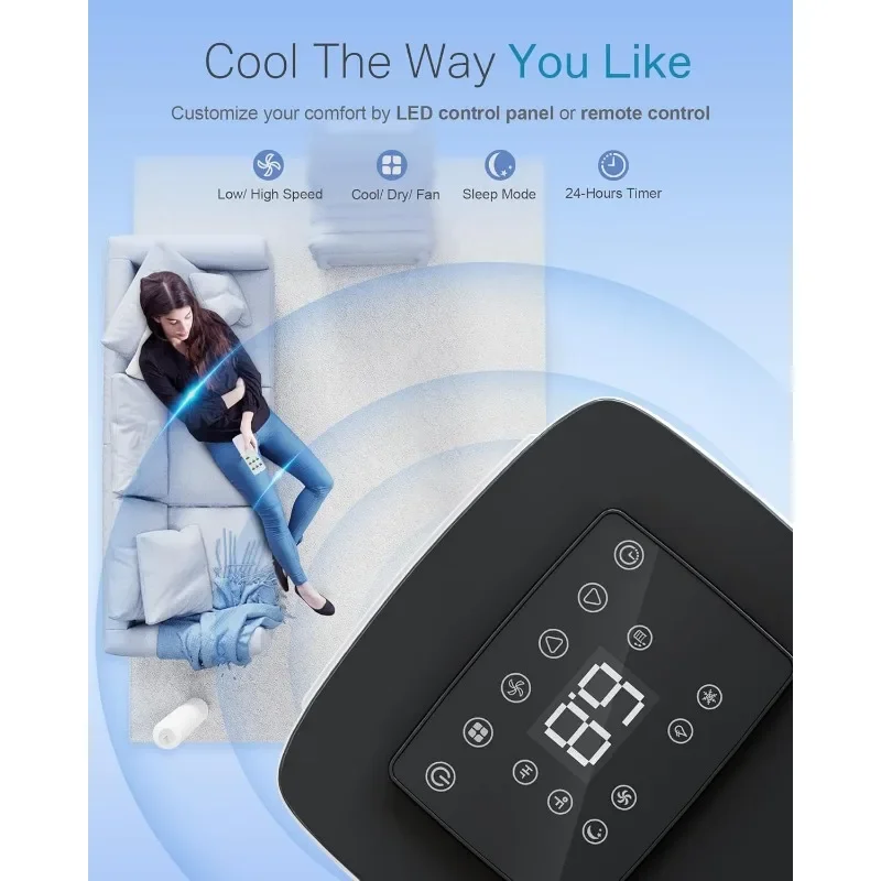 Fiogohumi-ポータブルエアコン,統合された除湿ファン,タイマーとリモコン,窓取り付けキット