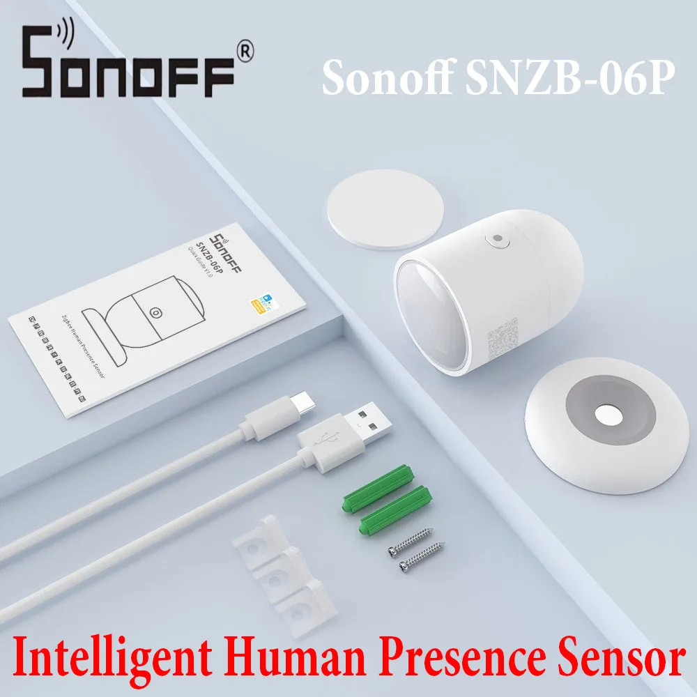 

Интеллектуальный датчик присутствия человека Sonoff SNZB-06P Zigbee 5,8 ГГц с датчиком света, автоматизация умного дома для Google Alexa Alice