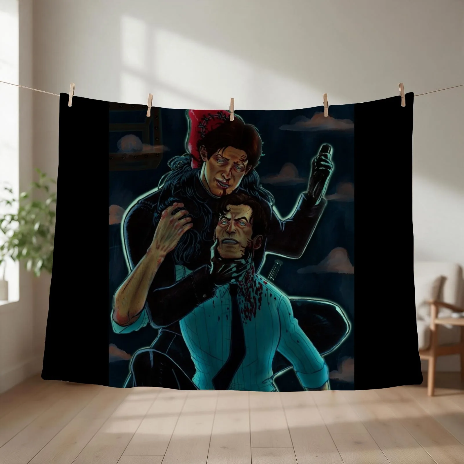 Saw V Mark Hoffman and Peter Strahm Throw Blanket couch cozy soft plush fuzzy picnic outdoor blanket