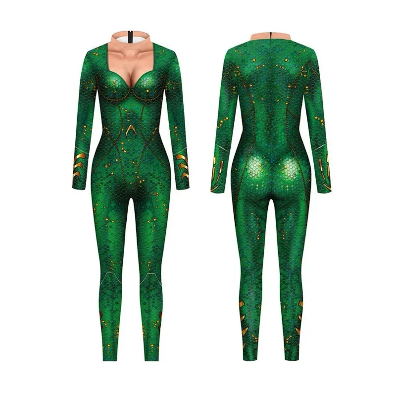 Aquaman Arthur Curry Atlantis Queen Mera kombinezon Cosplay na Halloween kobiety dziewczyny Zentai karnawałowe na bal przebierańców body