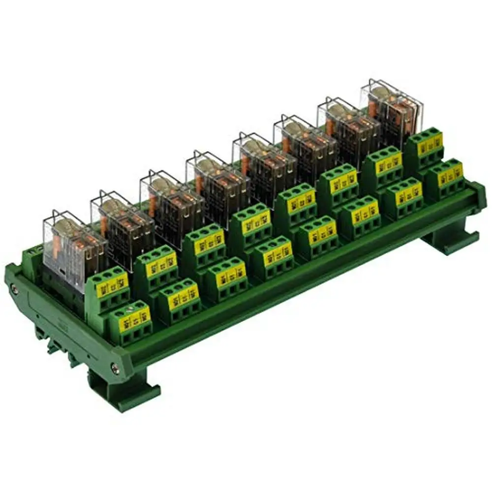 DIN Rail Mount DPDT 5A Power Relay Module AC/DC 12V Pluggable Socket Contact Material Brass 5Amp Current Rating Screw Connector