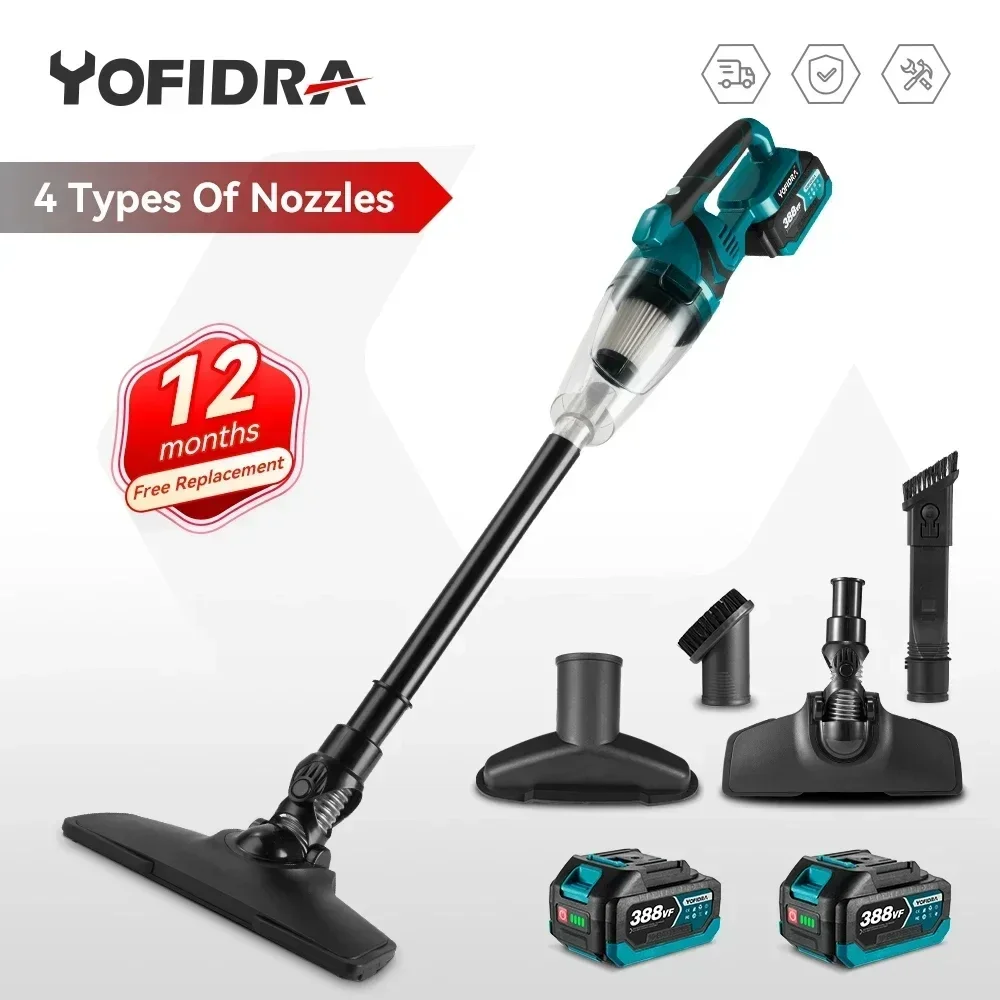 

Yofidra 1500W Cordless Handheld Electric Vacuum Cleaner Rechargeable Cleaning Tool for Home Car Pet Hair for Makita 18V Battery