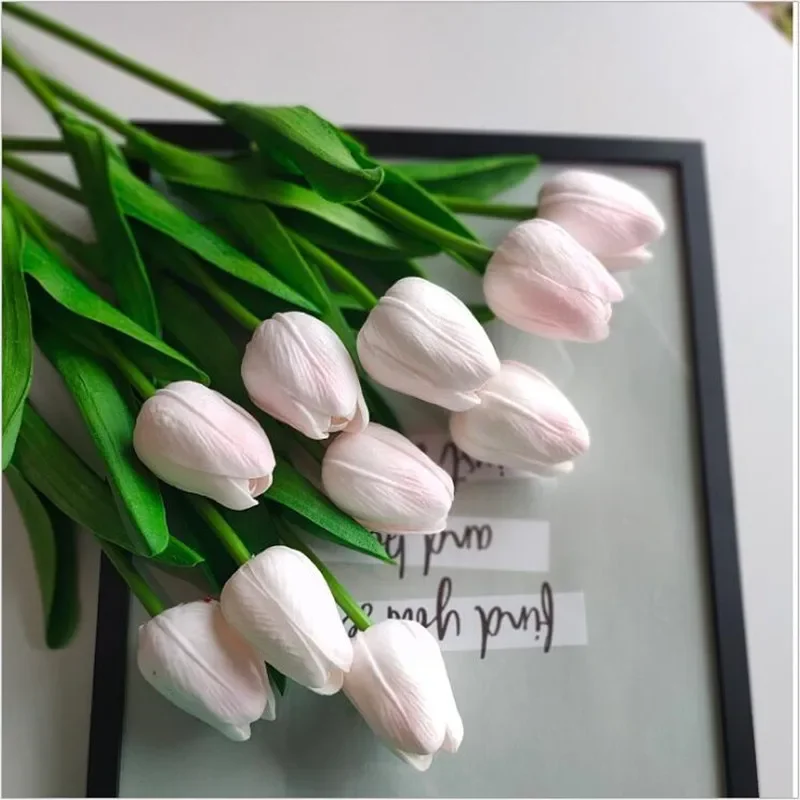 زهرة التوليب الاصطناعية محاكاة بو ريال اللمس باقة توليب زهرة وهمية للمنزل حديقة Mariage الزفاف الزهور الزخرفية #3