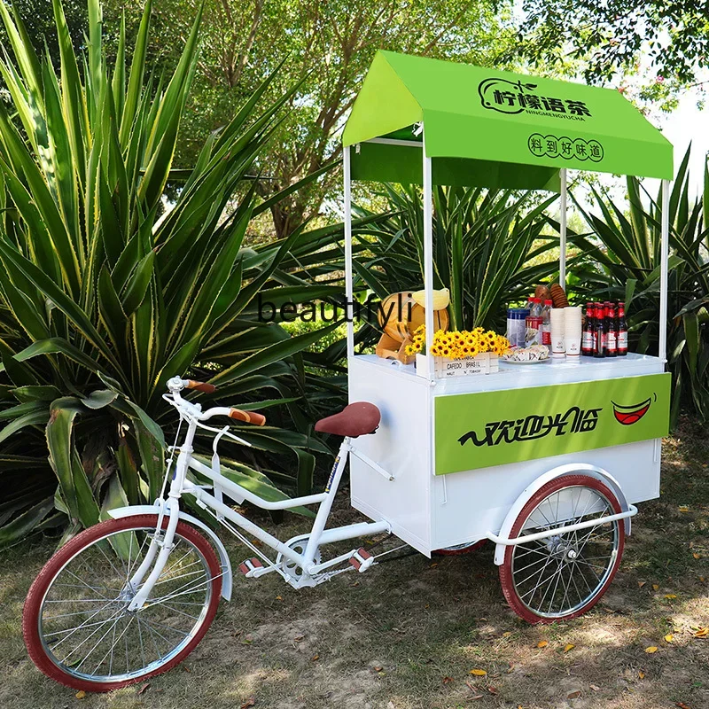 A50 Night Market Mobile Tricycle for Stall Setup, Outdoor Rideable Mobile Cart