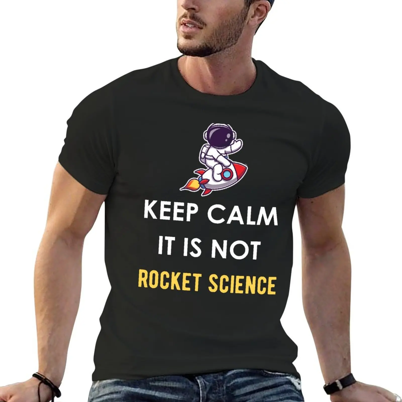 

Keep Calm It Is Not Rocket Science - Funny Sarcastic Scientist Sayings and Jokes T-shirt blacks fruit of the loom mens t shirts