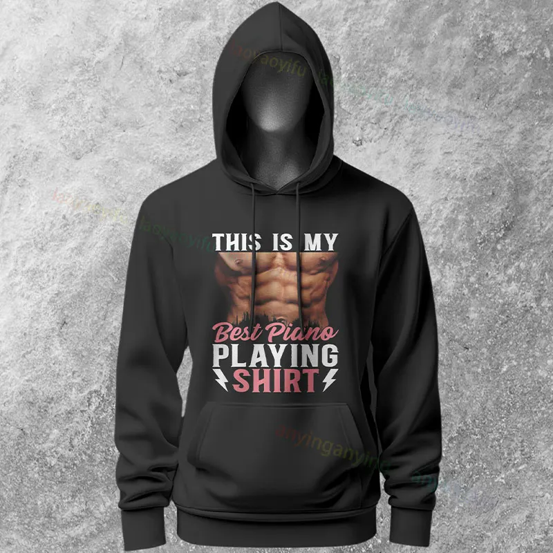 Śmieszne bluzy z motywem muzyki fortepianowej - grafika z napisem \\\\\\\"Rzeczy, które robię w wolnym czasie\\\\\\\", codzienna bluza z długim rękawem dla mężczyzn i kobiet.