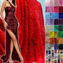 Stretch Sequin Fabric Velvet Reflective Dresses Clothes Fabrics Party Christmas tablecloth Fashion Designer Material Home Decor