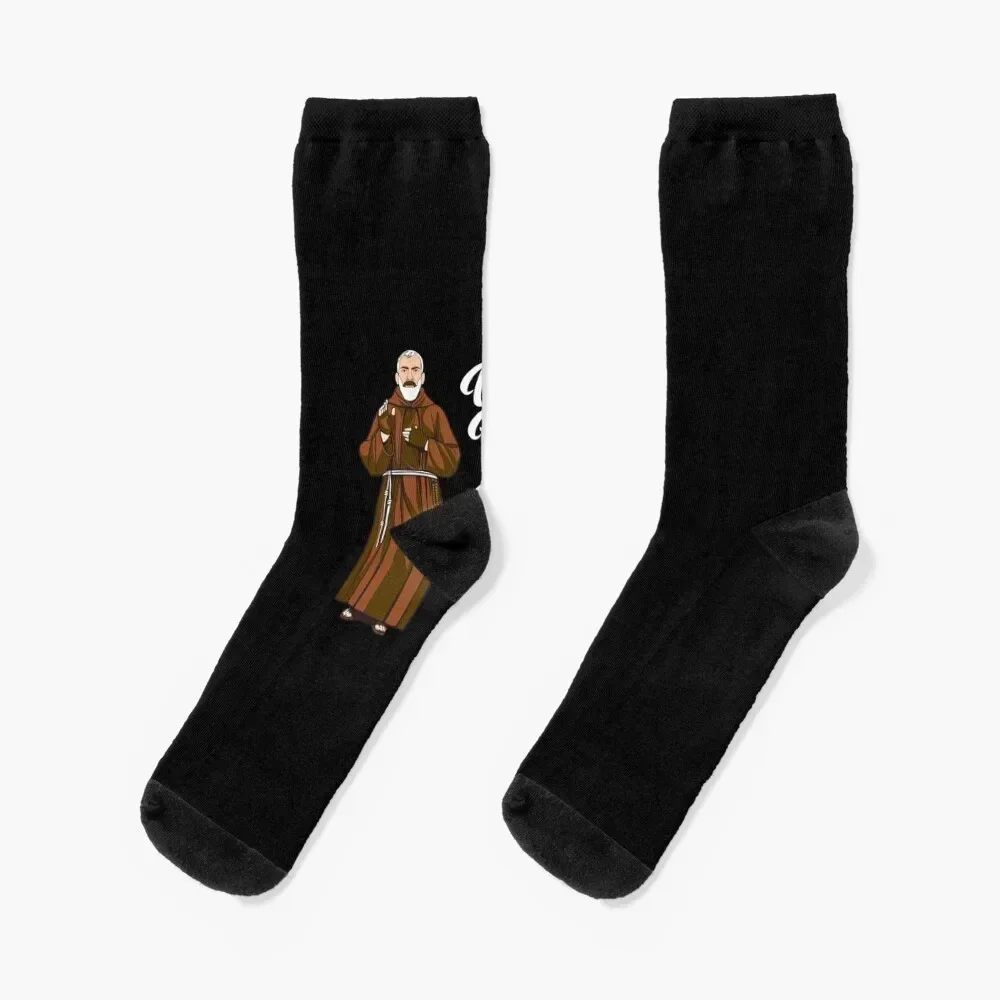 St-Padre-Pio-Quotes-Pray-Hope-And-Dont-Worry-Catholic-Saint-Long-Sleeve Socks Climbing Rugby Socks Woman Men's