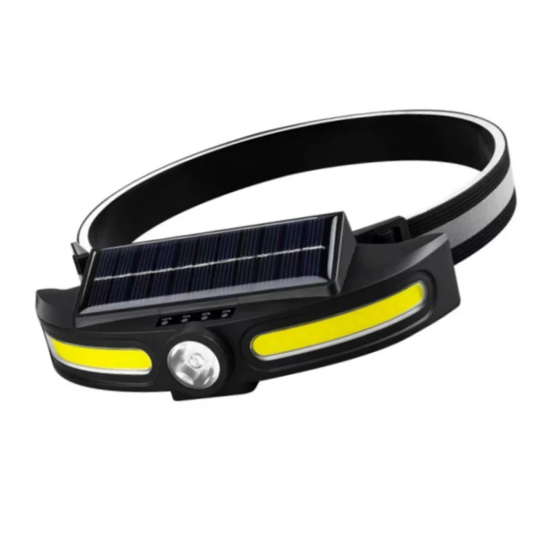 

Outdoor Solar Headlight Strong Dual Light Source Headlamp Power Display TYPE-C Rechargable Fishing Riding Headlight