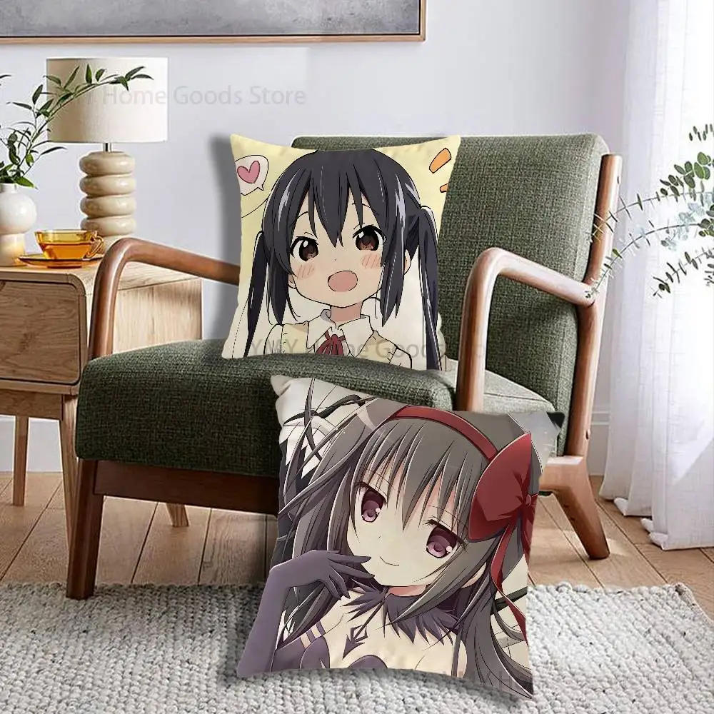 A-Akemi Homura Puella Magi Print Throw Pillow Cover Square Cushion Case for Living Room Bedroom Decor