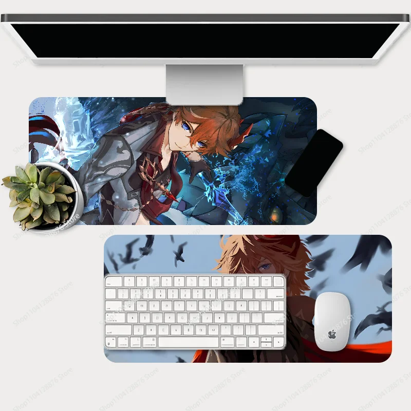 Game Genshin Character Tartaglia Mousepad Gaming Mouse pad Gamer Pc Accessories Deskmat Keyboard Mat Desk Protector Mause Pads