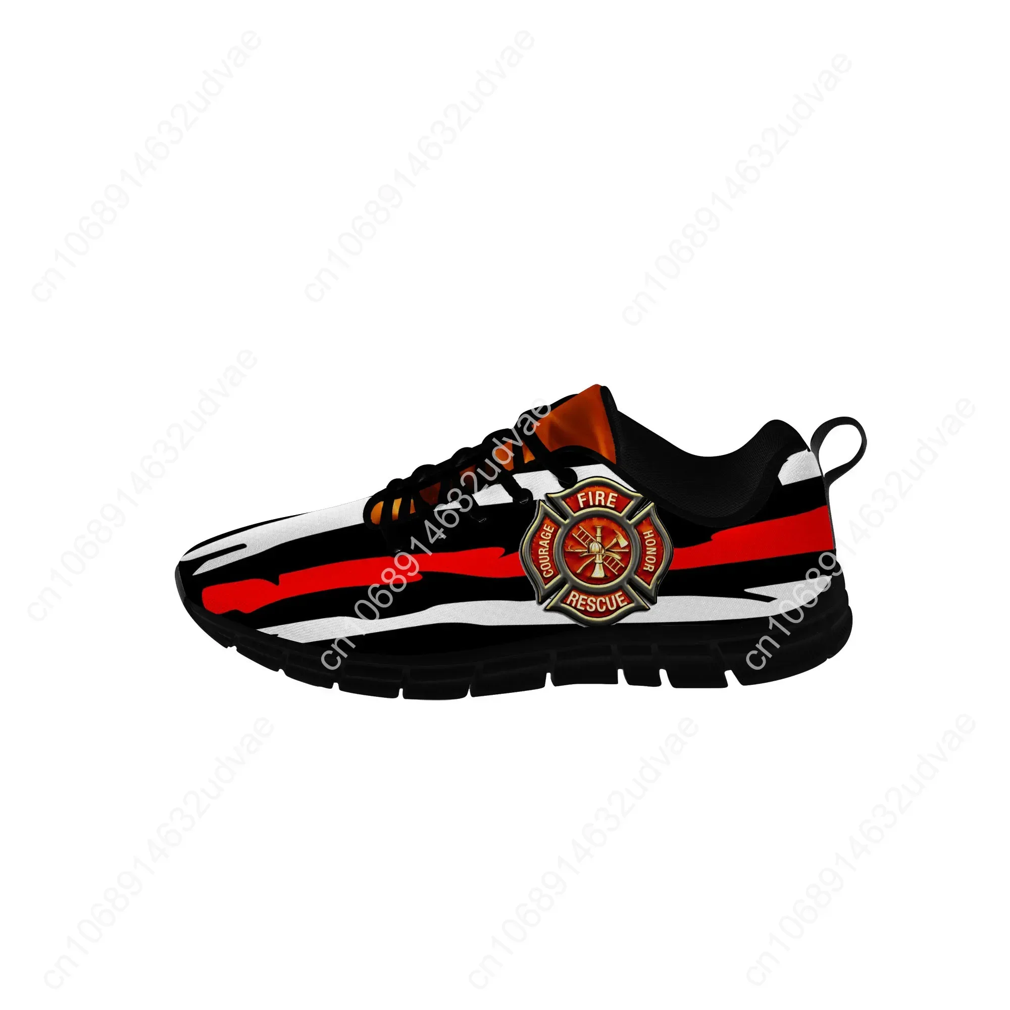 Firefighter Sneakers Mens Womens Teenager Casual Cloth Shoes Canvas Running Shoes 3D Print Breathable Lightweight Shoe Black