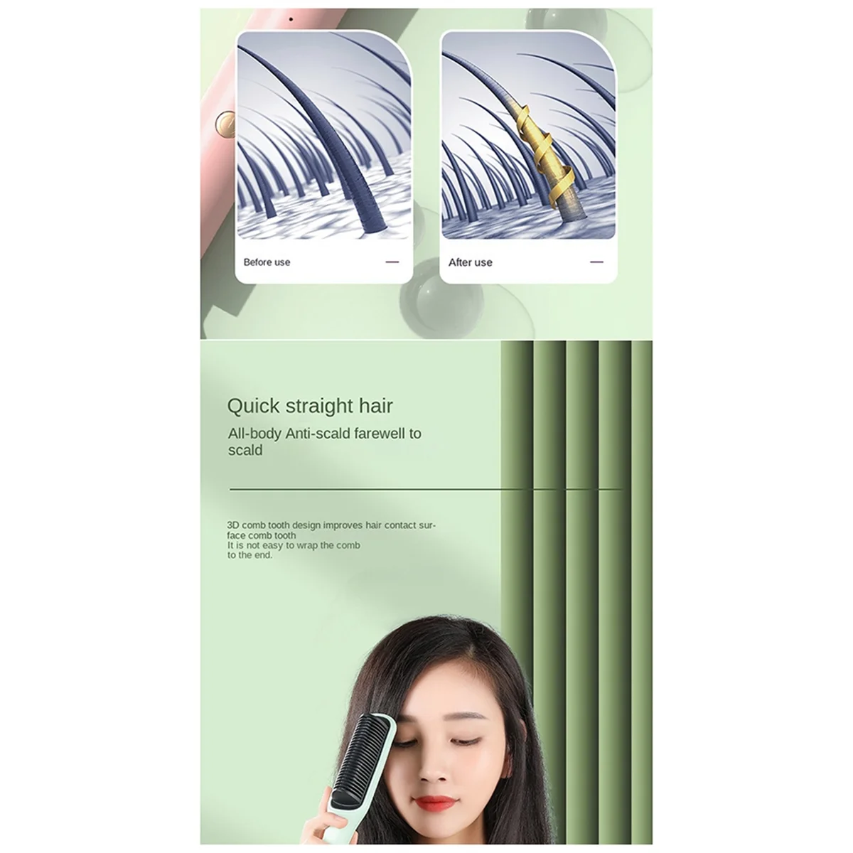M85K Electric Hair Straightener Brush Hot Comb Multifunctional Heating Comb Negative Ion Anti Scalding Styling Tool-D EU Plug