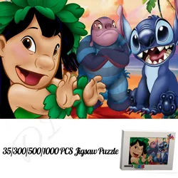 Rompecabezas de Lilo & Stitch para niños y adultos, dibujos animados clásicos de Disney, animación, 35, 300, 500, 1000 piezas, rompecabezas de madera, juguetes