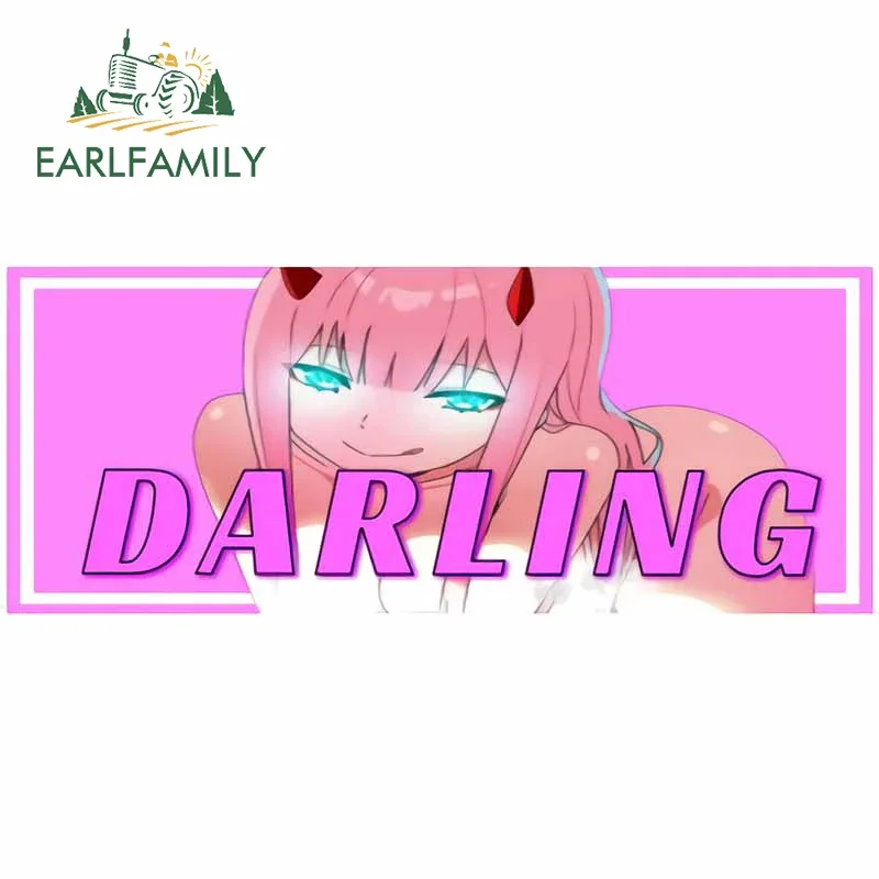 

EARLFAMILY 13cm x 5.2cm Sexy Zero Two Drift Slap Car Stickers Anime Cute Demon Motorcycle Decals Fashion Vinyl Caravan Decor