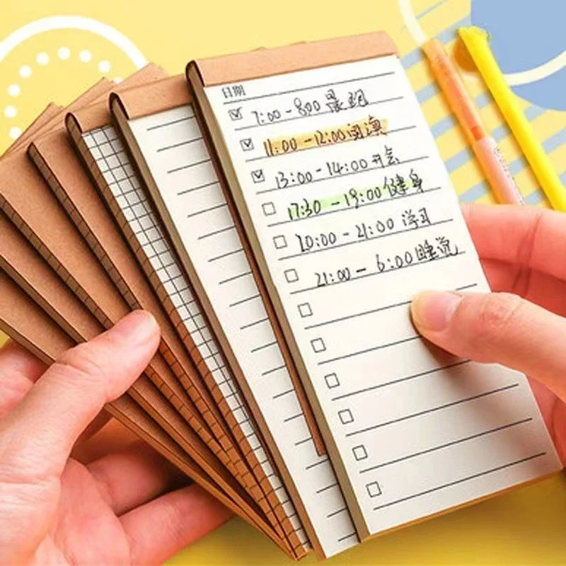 50 Pages Memo Pad Sticky Note Kraft Paper Writing Pad Notepads Portable Daily Planner Schedule Book To Do List School Supplies