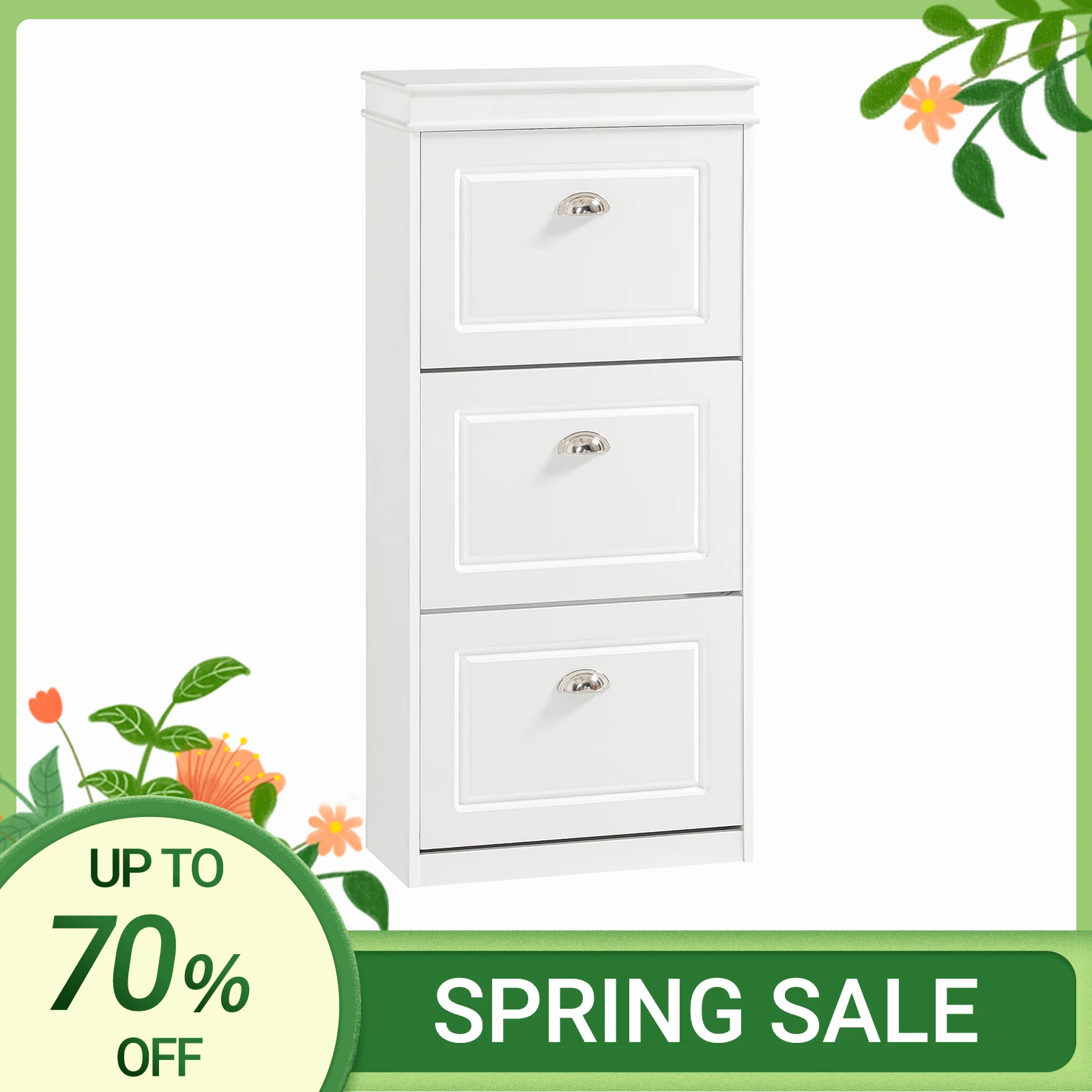 SoBuy FSR94 Armoire à chaussures avec étagère à chaussures à 3 rabats avec 6 surfaces d'étagère Commode à chaussures Étagère à chaussures