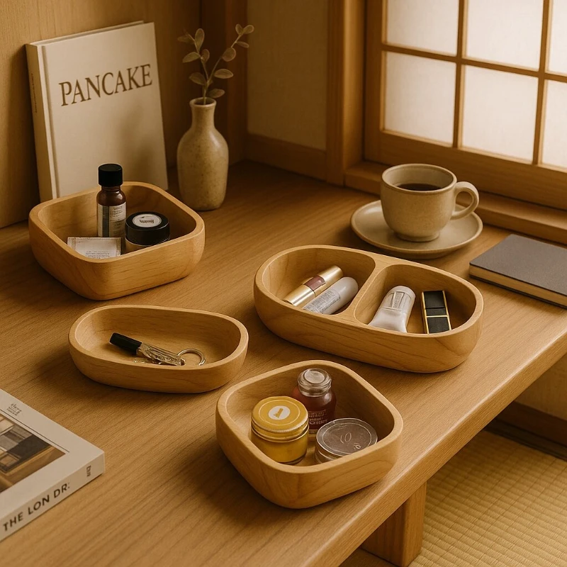 

Solid Wood Storage Box Entrance Key & Miscellaneous Organizer Wooden Jewelry Tray for Home Organization