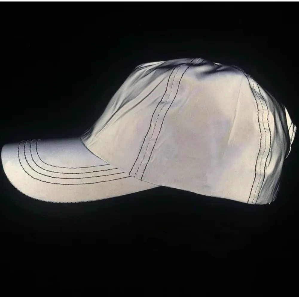 Unisex Reflective Luminous Cap Adjustable Lightweight Sun Visor Breathable Sun Protection Hip Hop Baseball Cap