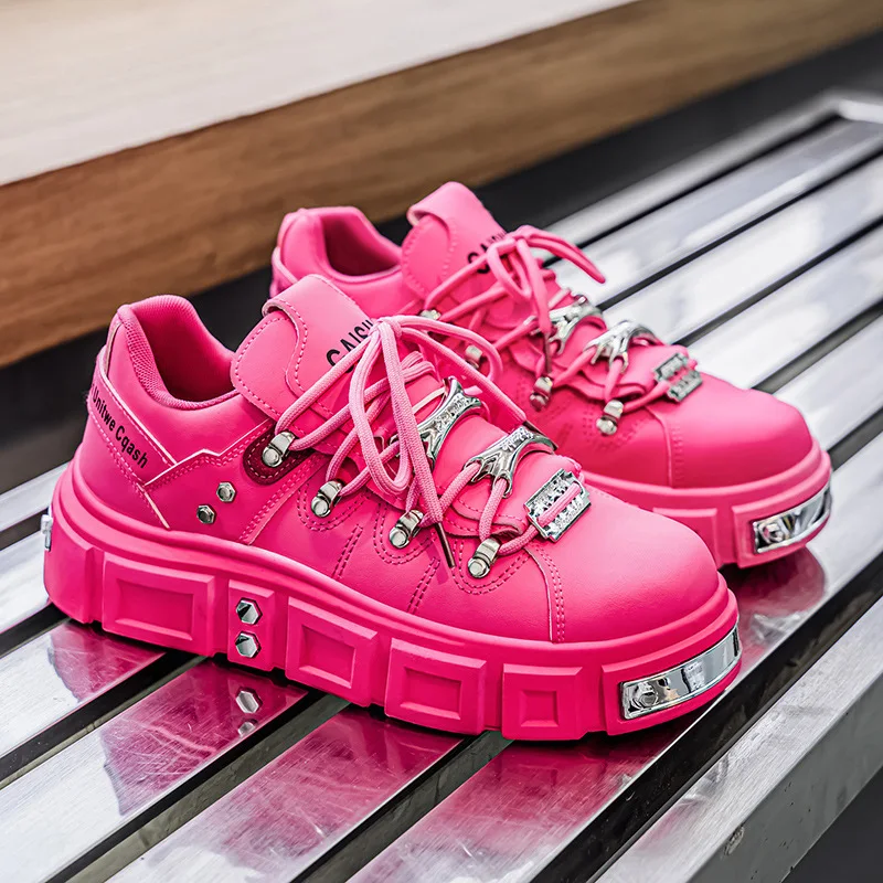 

Men's metallic 2026 spring and autumn thick soled height increasing outdoor sports shoes