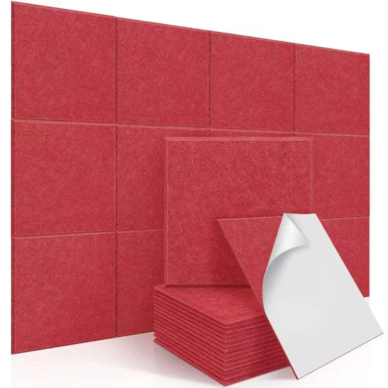 30x30cm Black Self-Adhesive Soundproof Wall Panels - Polyester Felt Acoustic Tiles for Home Studio Office, Noise Reduction