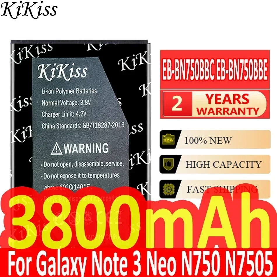 KiKiss Batterij EB-BN750BBC EB-BN750BBE 3800mAh voor Samsung Galaxy Note 3 Note3 Neo N750 N7505 N7502 N7500Q N7506V N7508V E510