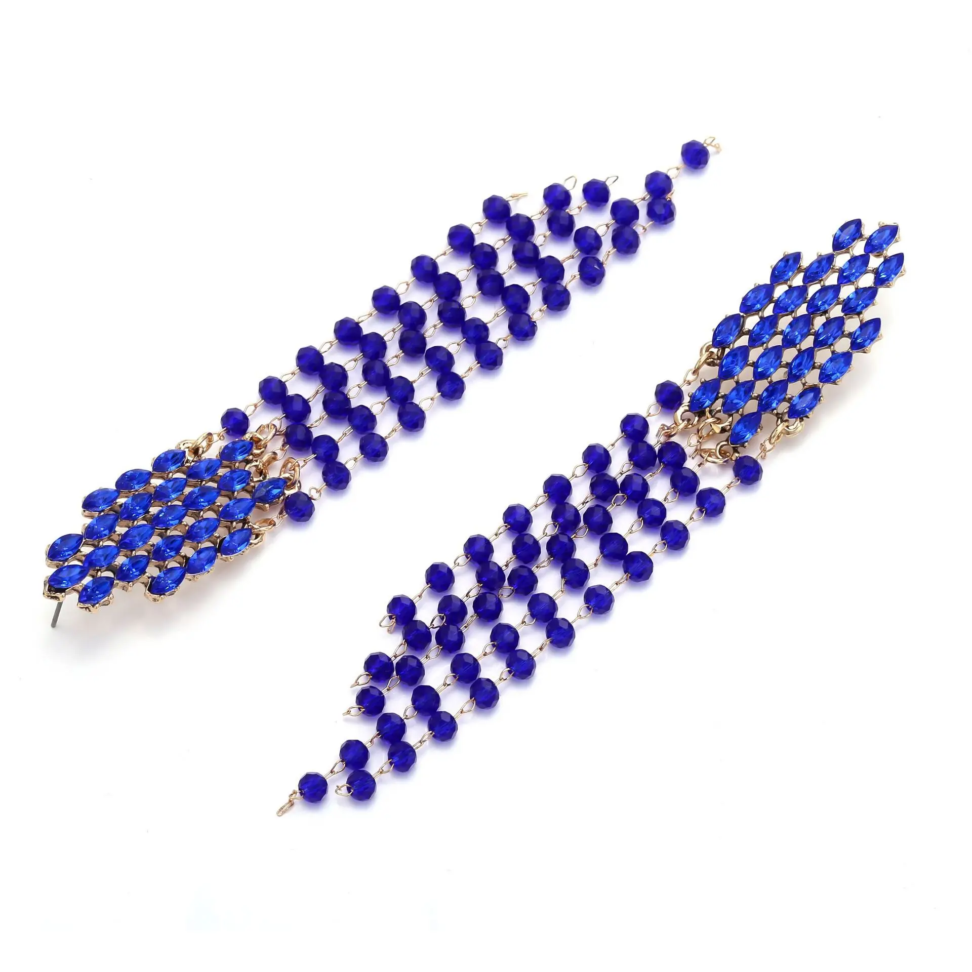 2026 Neue Mode Lange Kristall-Strass-Perlen Quasten-Ohrringe für Damen Luxus Hochzeits-Party-Schmuck-Accessoires – Detail 8