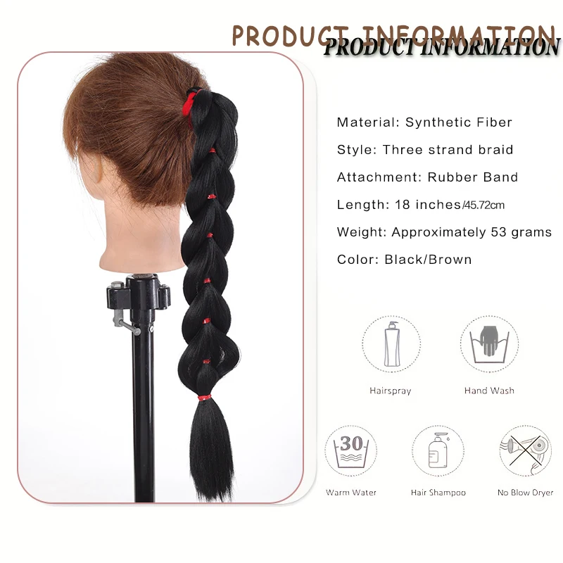 Synthetic Ponytail Hair Extensions Women Long Ponytail Braids With Rubber Bands Heat Resistant Hairpieces Braided Ponytail