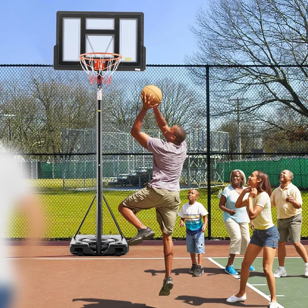 10FT Adjustable Portable Basketball Hoop Outdoor for Adults, 44 Inch Shatterproof Backboard with Shock Absorbent Rim & Wheels