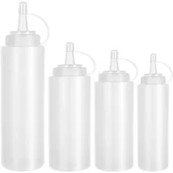 1PC White Plastic Squeeze Bottle With Cap Dispenser Bottle Bread Dessert Baking Accessory Cake Decorating Kitchen Gadget Tool